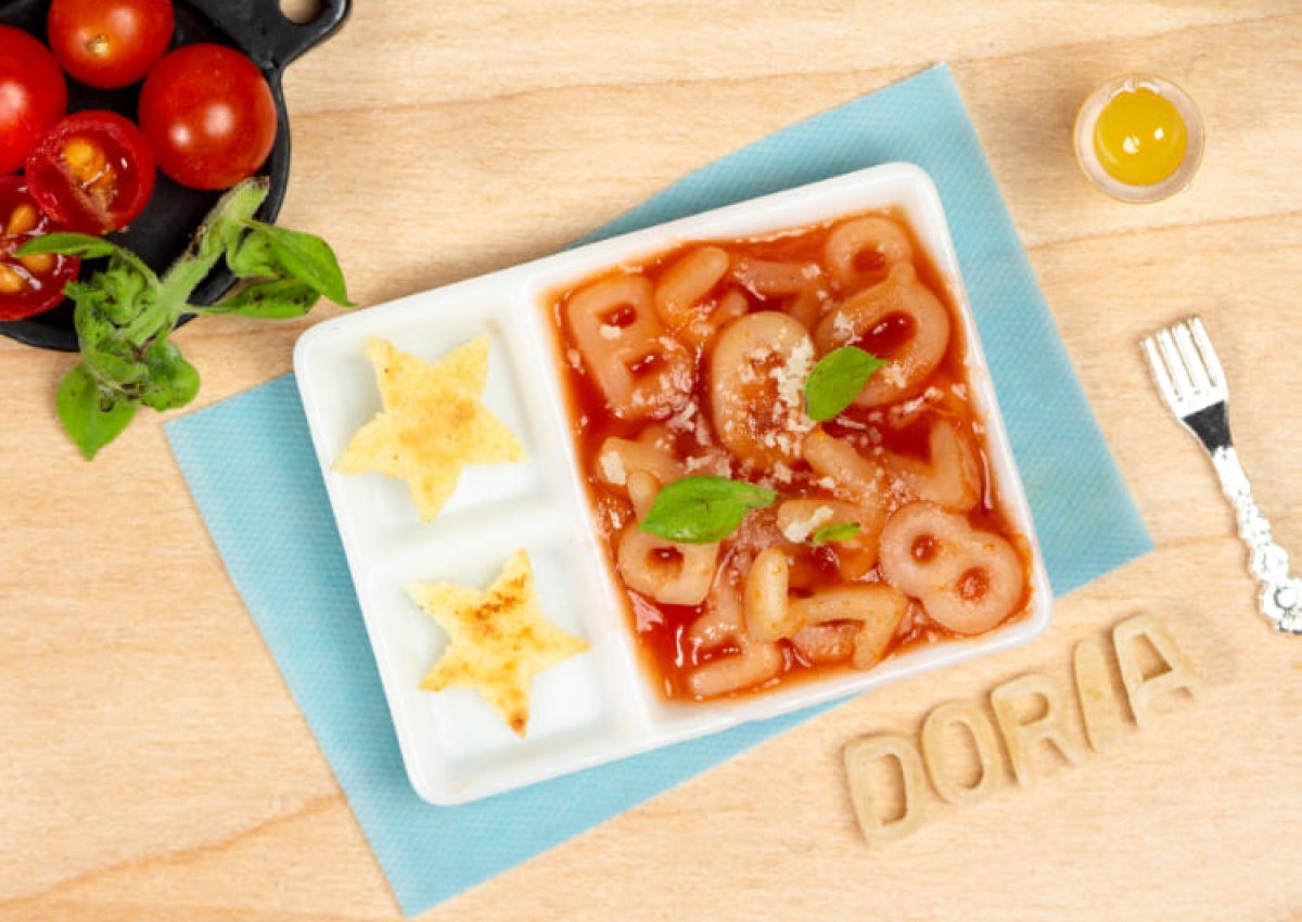 Receta Pasta de letras en salsita roja